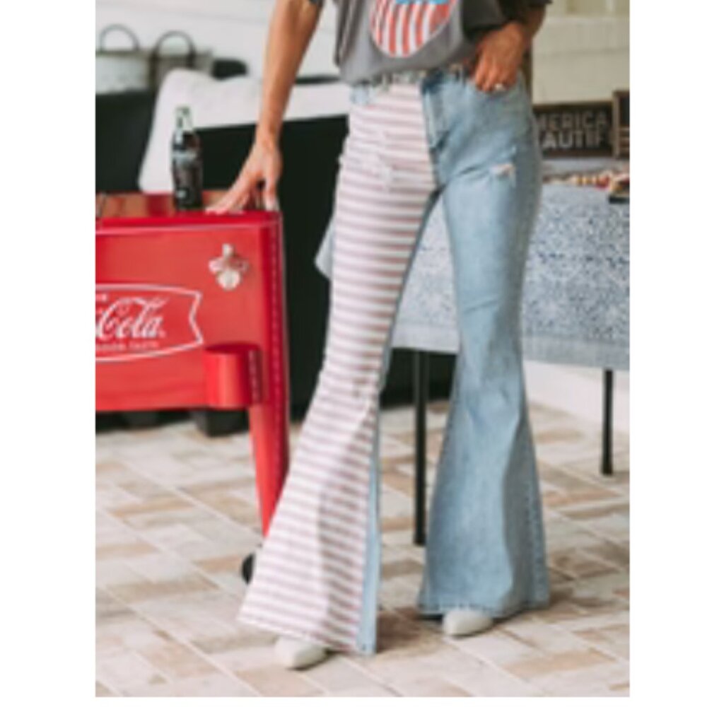 These Three Boutique American Flag Flare Jean